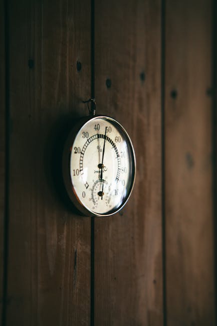 Asmuo matuoja drėgmę patalpoje higrometru prie sienos kampo