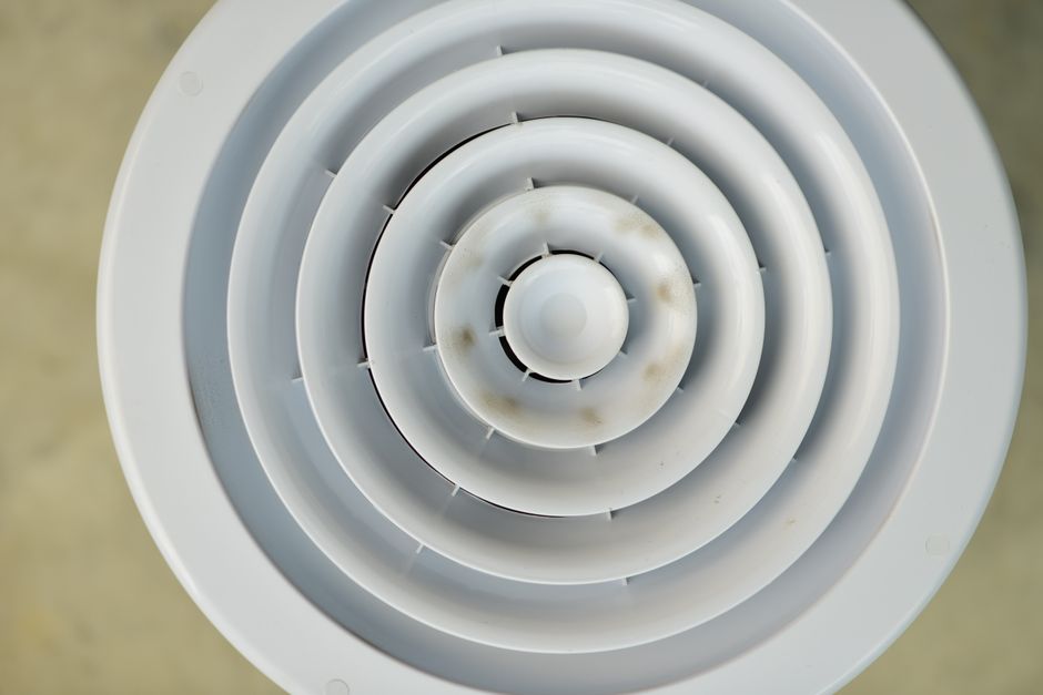 Veikiantis vonios ventiliatorius ištraukia drėgmę po dušo